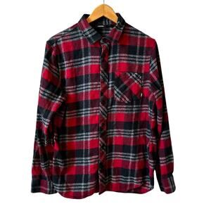 Vans Men’s Flannel Long Sleeve Button Up Shirt Red Plaid Size Small Cabin Core